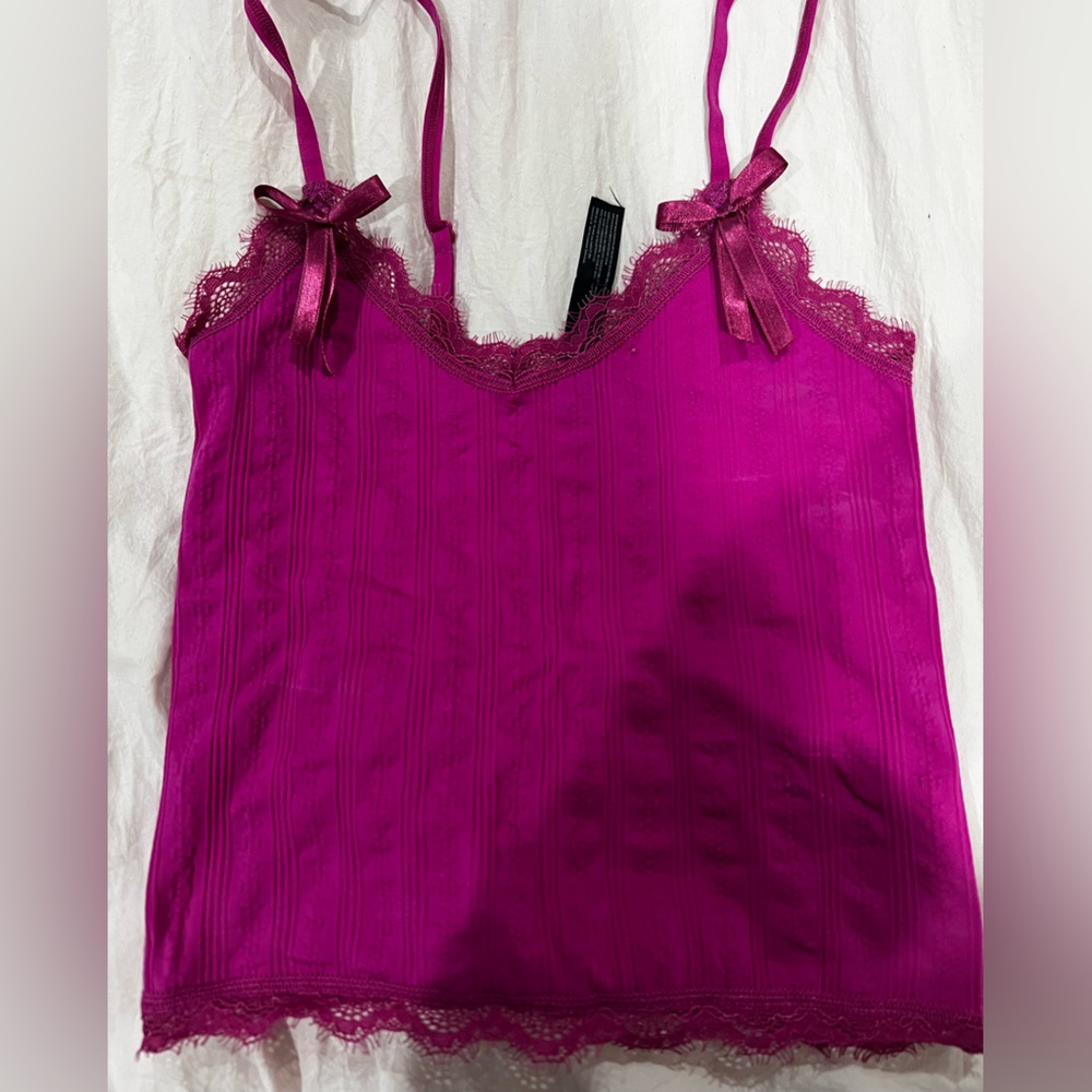 Urban Outfitters Magenta Lace Trim Chemise Cami Slip Top XS/S Coquette